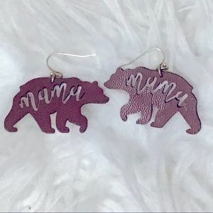 🐻Leather Mama bear earring set